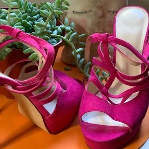 Fuchsia Suede Like Heels